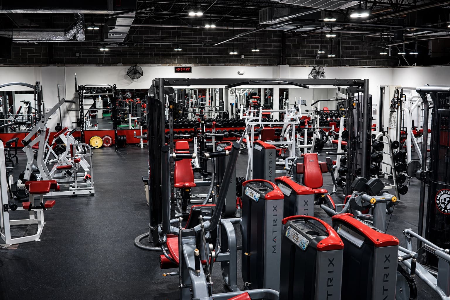 Wide view of the Georgetown Fitness strength floor