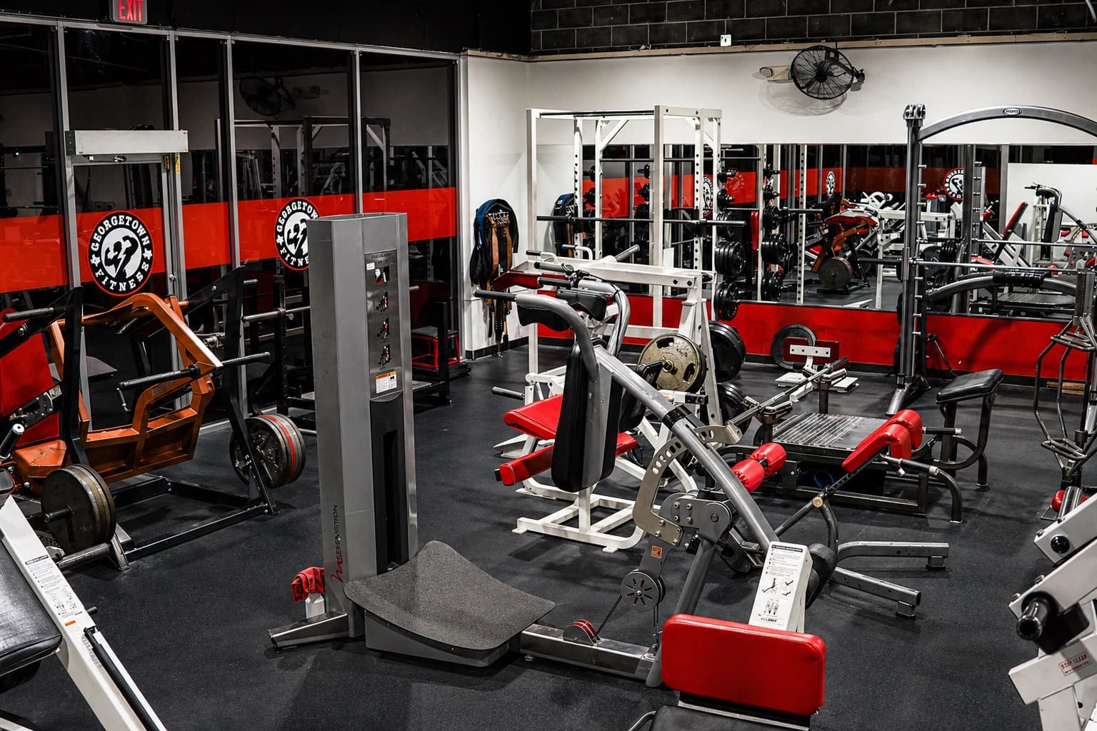 Plate-loaded machines at Georgetown Fitness